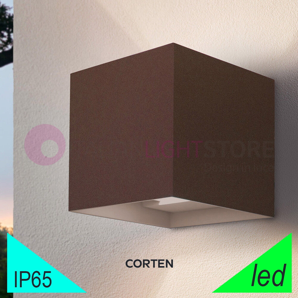 BOT Lighting Marbella Big Squared Corten Faretto Led Da Esterno Cubo 12x12 Design Moderno Ip65