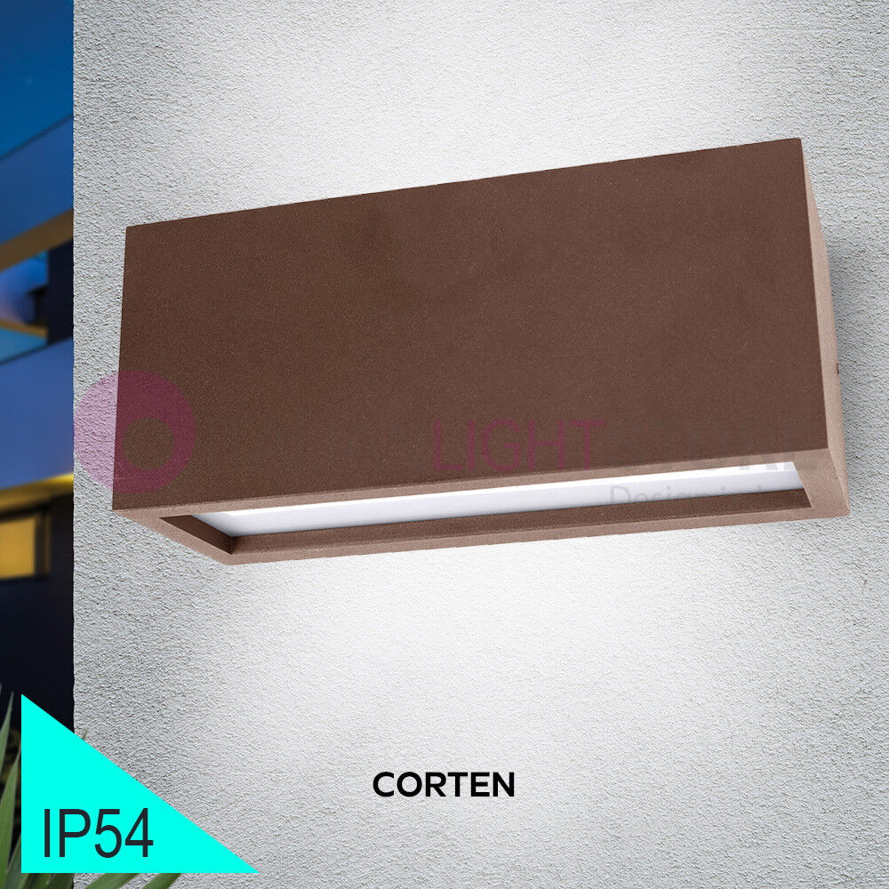 BOT Lighting Vigo1 Corten Applique Rettangolare Da Esterno Design Moderno Ip54