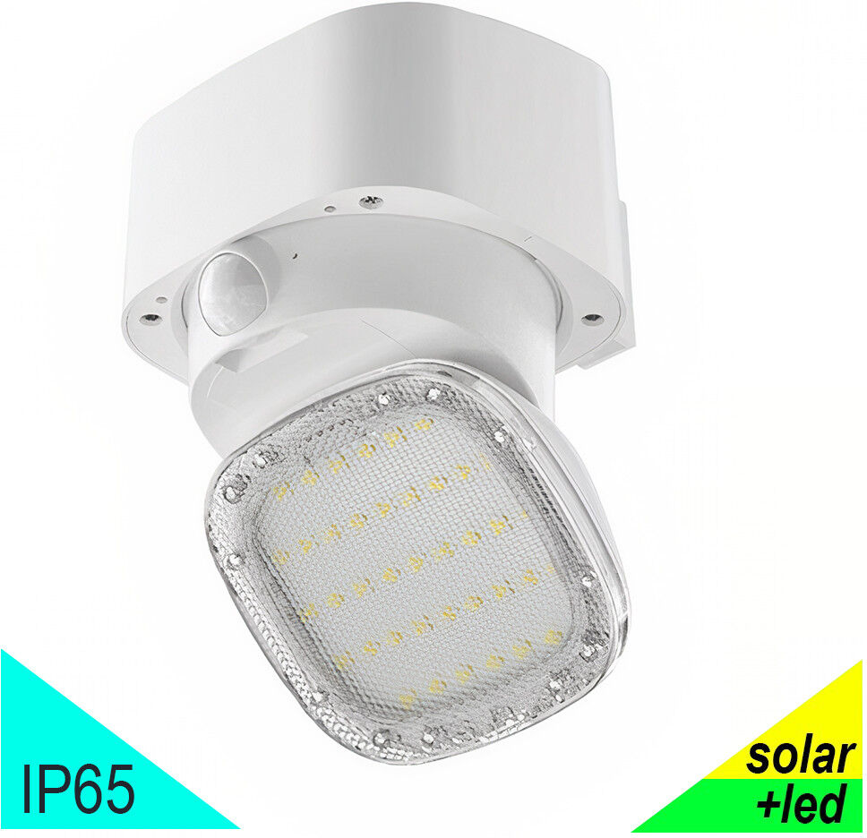 Iris Luce Techno Faro Solare Led Da Parete 2000lm Con Pannello, Crepuscolare E Sensore Movimento