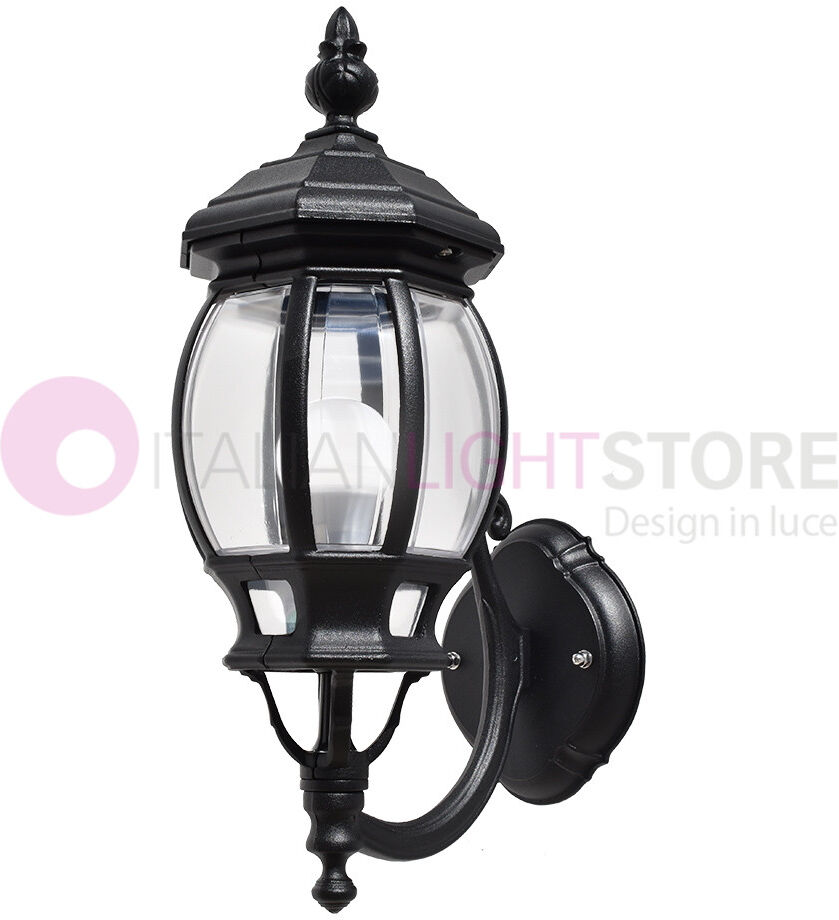 LIBERTI LAMP linea GARDEN Enea Lanterna A Parete In Alluminio Lampada Per Esterno Classica Nero Gardenlight