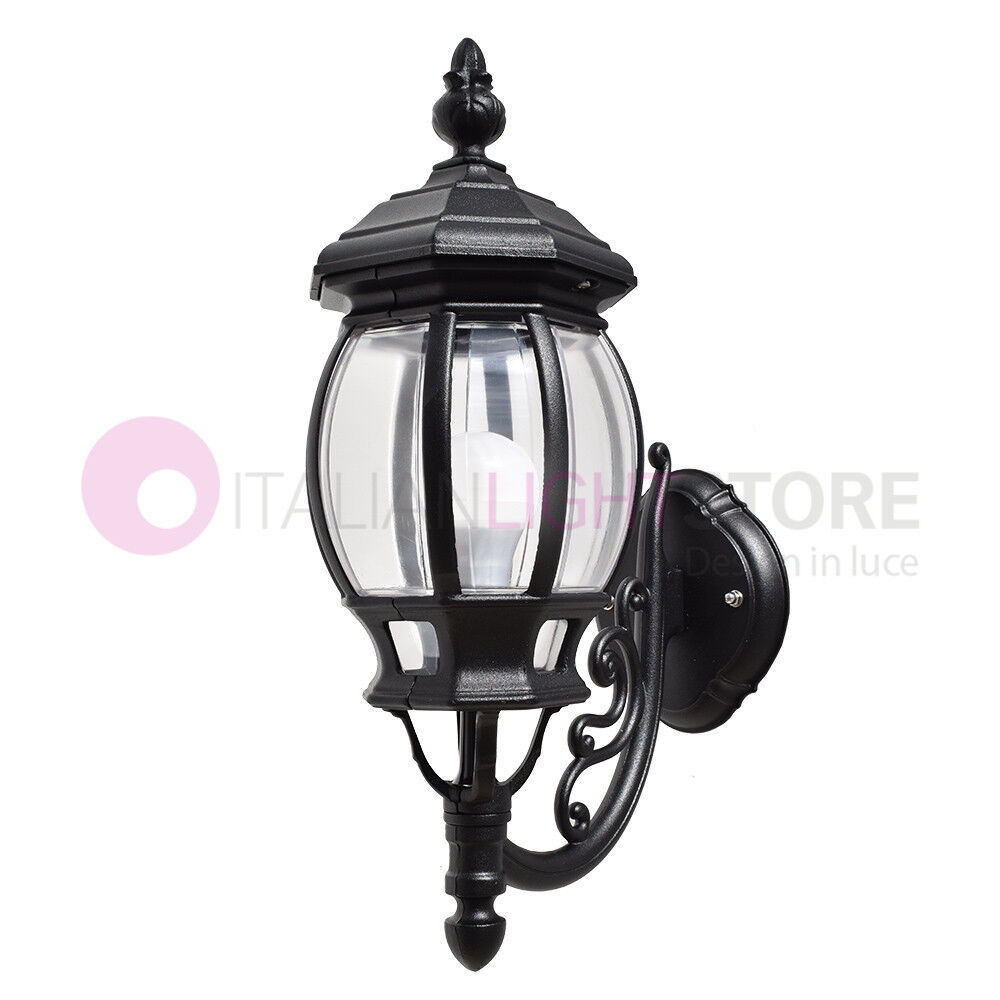 LIBERTI LAMP linea GARDEN Enea Lanterna A Parete In Alluminio Lampada Per Esterno Classica Nero Gardenlight