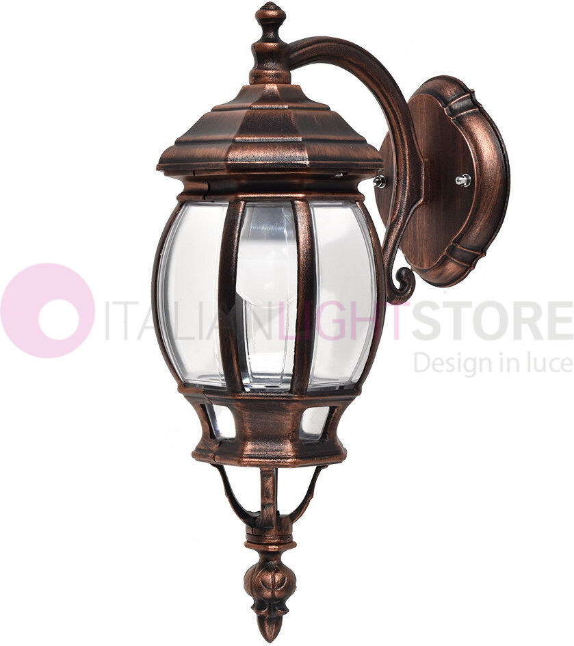 LIBERTI LAMP linea GARDEN Enea Applique Lanterna A Parete In Alluminio Per Esterno Classica Nero-Rame Gardenlight