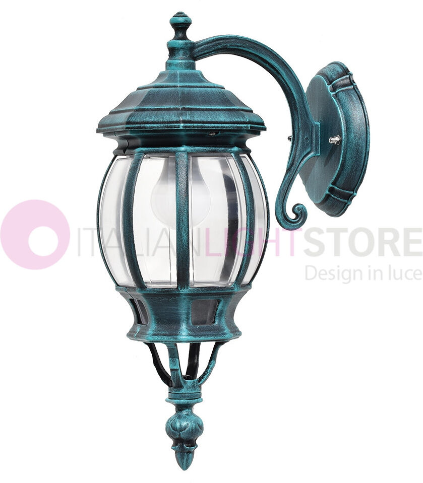 LIBERTI LAMP linea GARDEN Enea Applique Lanterna A Parete In Alluminio Per Esterno Classica Nero-Verde Gardenlight