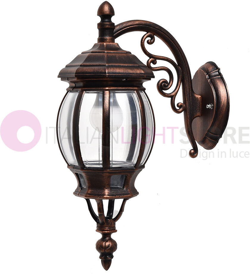 LIBERTI LAMP linea GARDEN Enea Applique Lanterna A Parete In Alluminio Applique Per Esterno Classica Nero-Rame Gardenlight