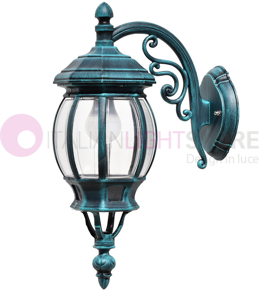 LIBERTI LAMP linea GARDEN Enea Applique Lanterna A Parete In Alluminio Applique Per Esterno Classica Nero-Verde Gardenlight