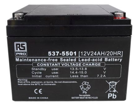 RS PRO Batteria al piombo , 12V, 24Ah, 166 x 175 x 125mm, -20 → +60°C