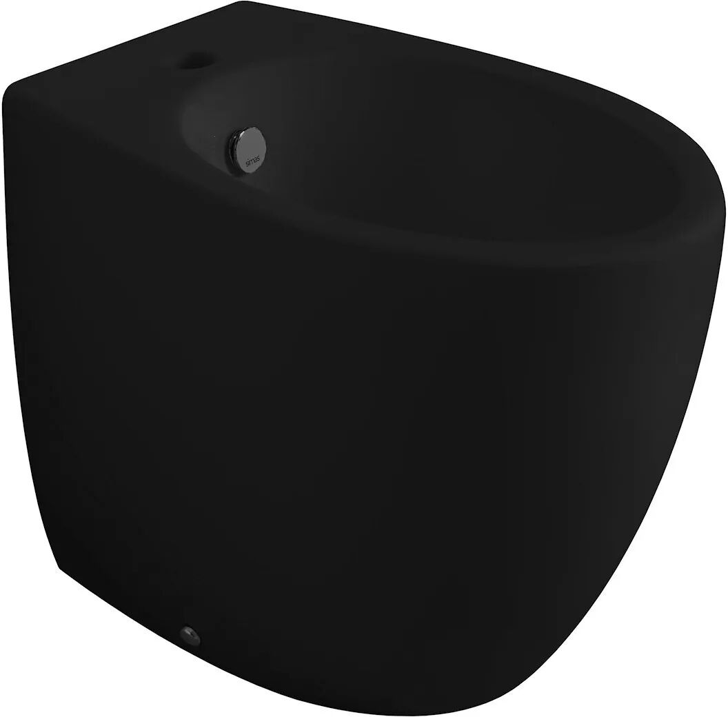 SIMAS Bidet Serie Bormio Filo Muro A Terra In Ceramica Nero Lucido