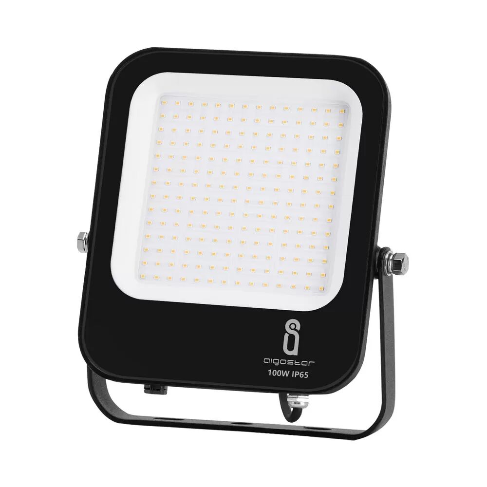 Faro proiettore Led 100W Nero da esterno IP65 Bianco freddo 6500K con sensore crepuscolare e di movimento Aigostar