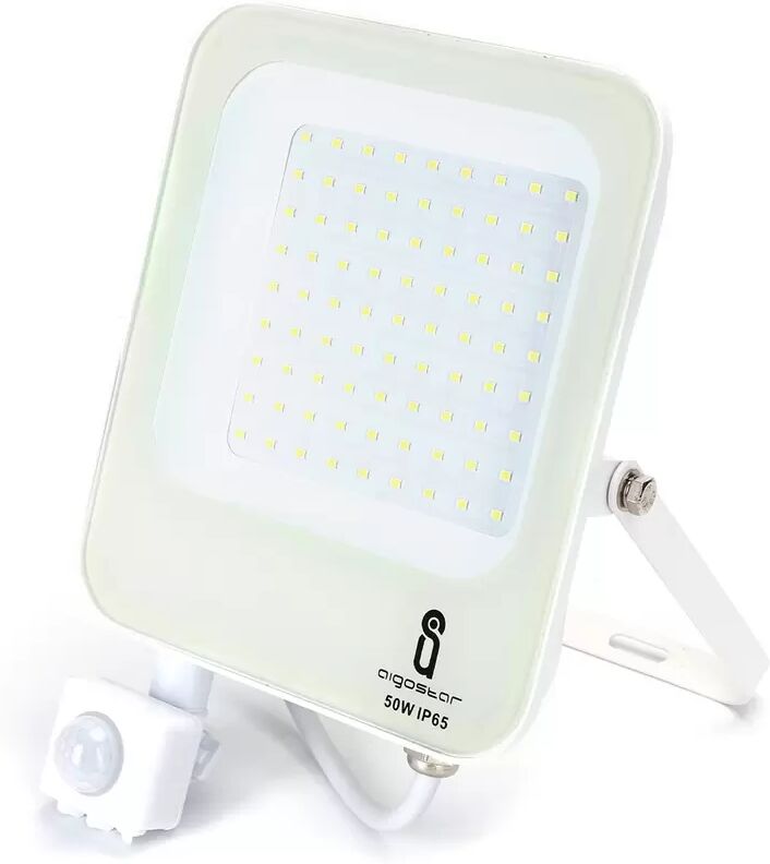 Faro proiettore Led 50W Bianco da esterno IP65 Bianco freddo 6500K con sensore crepuscolare e di movimento Aigostar