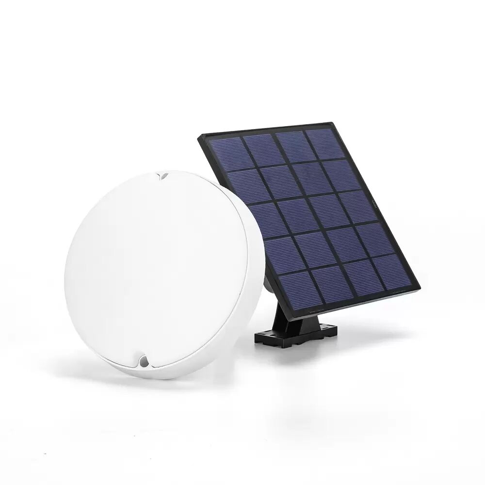 Applique Led da parete slim 4W rotondo Bianco con pannello solare e sensore crepuscolare IP65 temperatura colore regolabile con telecomando Aigostar