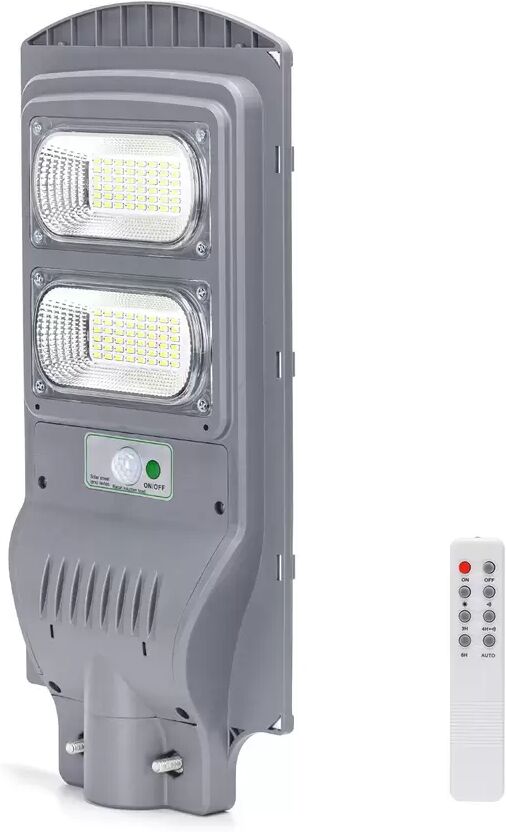 Lampione stradale Led 100W Grigio con pannello solare IP65 Bianco freddo 6500K con sensore crepuscolare e di movimento Aigostar