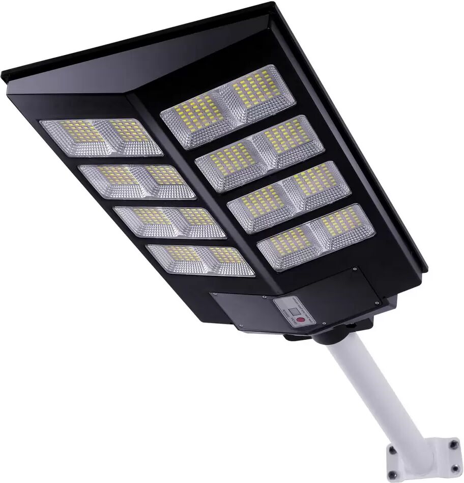 Lampione stradale Led 200W Nero con pannello solare IP66 Bianco freddo 6500K con sensore crepuscolare e di movimento Wisdom