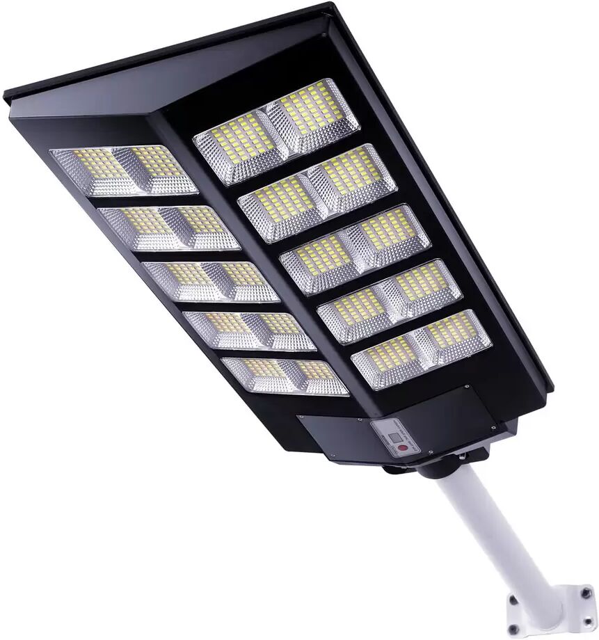 Lampione stradale Led 300W Nero con pannello solare IP66 Bianco freddo 6500K con sensore crepuscolare e di movimento Wisdom