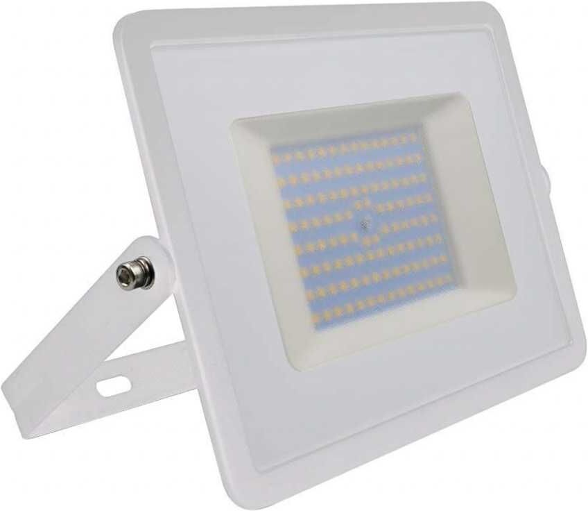 V-Tac Vt-40101 Faro Led Smd 100w Proiettore Corpo Bianco - Luce Bianco Naturale 4000k E-Series Ultra Slim Ip65 - Sku 215968