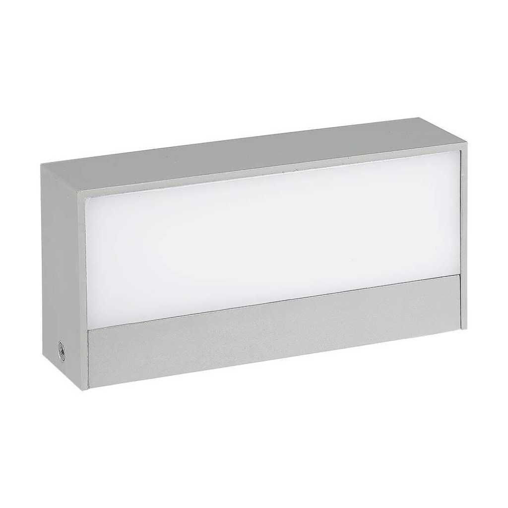 V-Tac Vt-8056 Lampada Led Da Muro 9w Doppio Fascio Luminoso 90° Rettangolare Colore Grigio Da Esterno Ip65 Luce 3000k - 218239