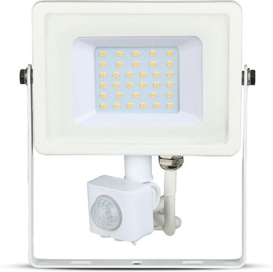 V-Tac Pro Vt-30-S Faro Led 30w Ultra Slim Bianco Con Sensore Pir Bianco Freddo 6400k Ip65 - Sku 459