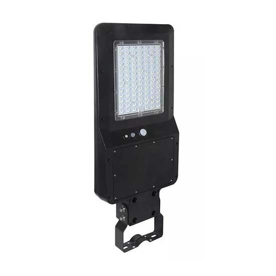 V-Tac Vt-St42 Armatura Stradale Led 40w Autoalimentato Nero Con Pannello Solare Sensore Di Movimento Pir E Telecomando 6000k Ip65 - Sku 5504