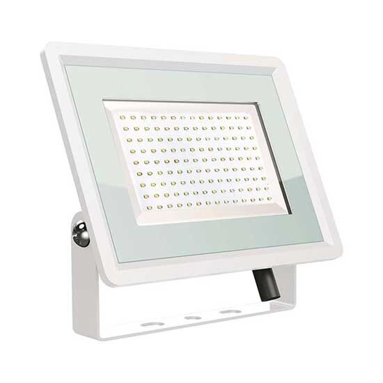 V-Tac Vt-49104 Faro Led Floodlight 100w Smd 87lm/w 110° Bianco Caldo 3000k Slim Alluminio Bianco Ip65 - Sku 6724