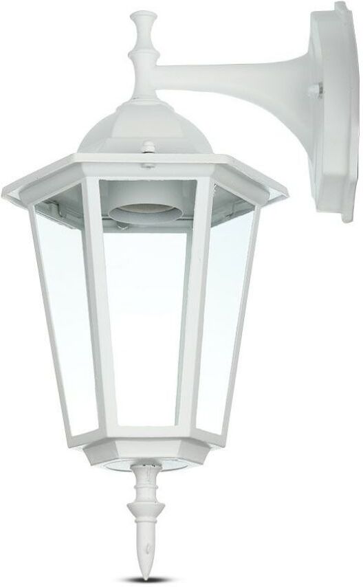 V-Tac Vt-750 Portalampada Led Forma Lanterna Colore Bianco In Alluminio E Vetro Ip44 Bianco E27 - Sku 7069