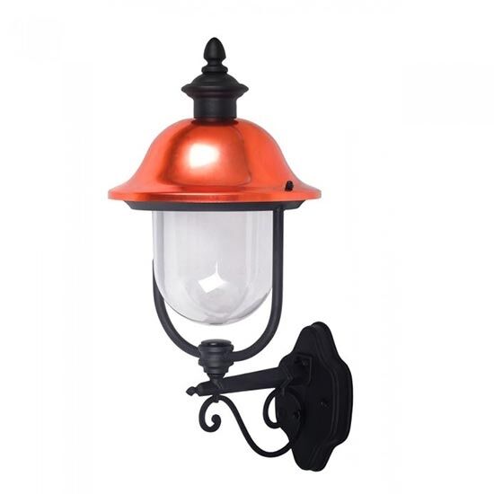 V-Tac Vt-853 Portalampada Wall Light Lanterna Da Giardino Facing-Up Alluminio Nero E Calotta In Rame E27 Ip44 - Sku 7532