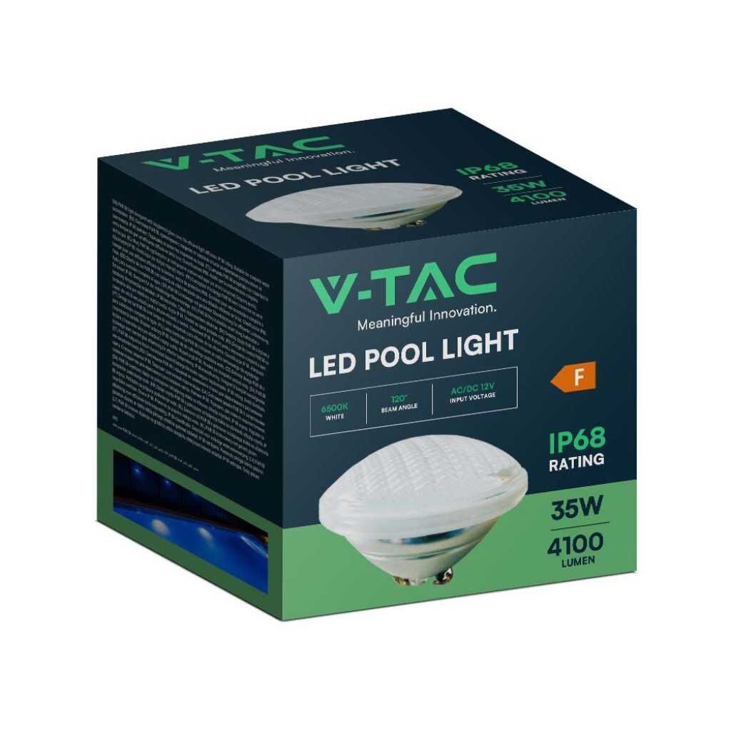 V-Tac Vt-12135 Lampada Led Da Piscina Lampadina 35w 12v In Vetro Da Incasso Par56 Bianco Freddo 6400k Ip68 - Sku 8026