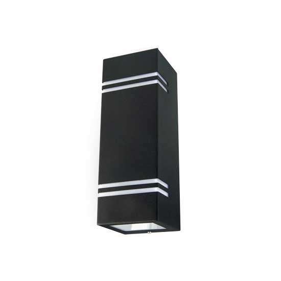 V-Tac Portalampada Wall Light Alluminio Square Acciaio Inox Nero 2xgu10 - Mod Vt-7662