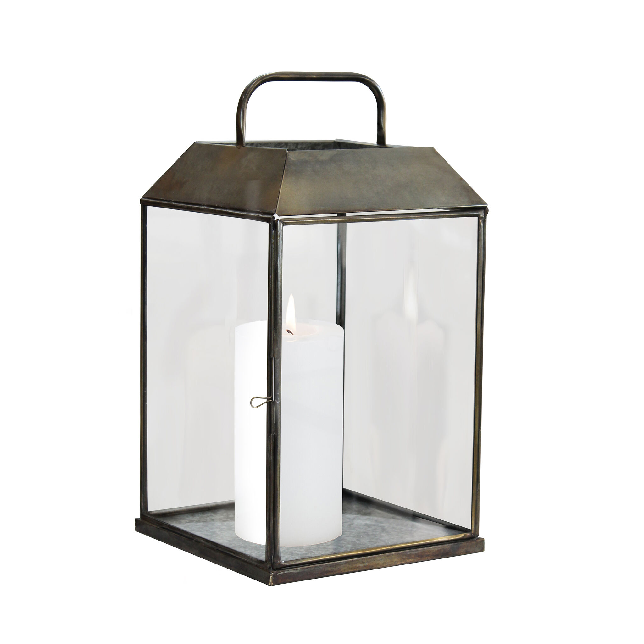 Milani Home lanterna in vetro di design moderno per giardino cm 25 x 25 x 46 h Bronzo 25 x 46 x 25 cm