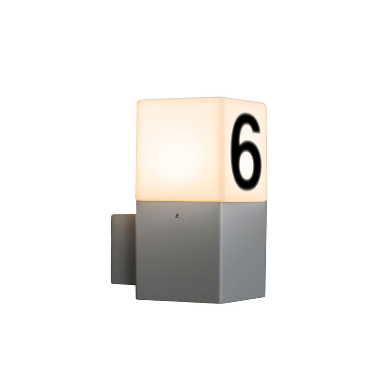 QAZQA Moderne buitenwandlamp grijs IP44 met huisnummer - Denmark