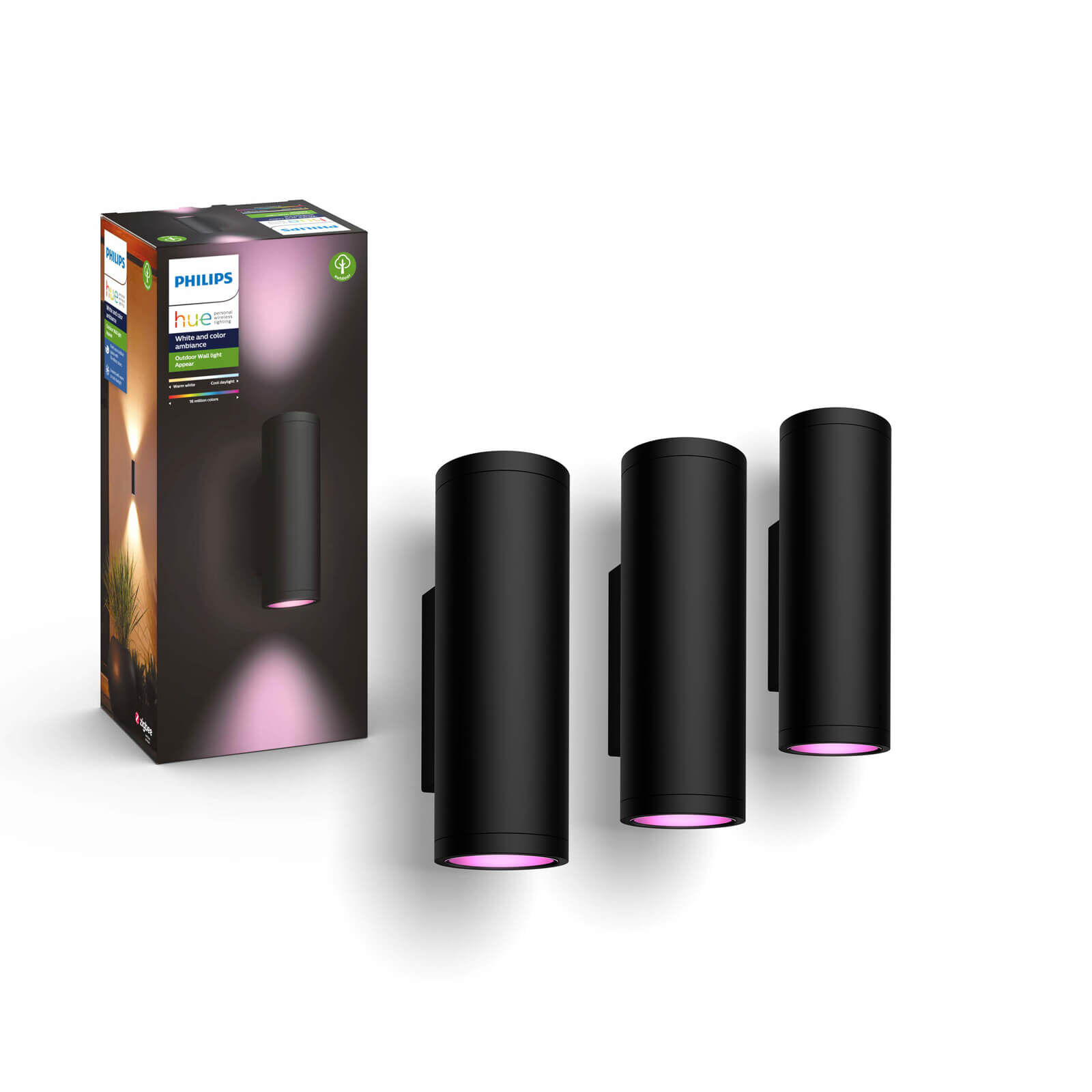 Philips Hue Outdoor Appear - White & Color - zwart (3-pack)