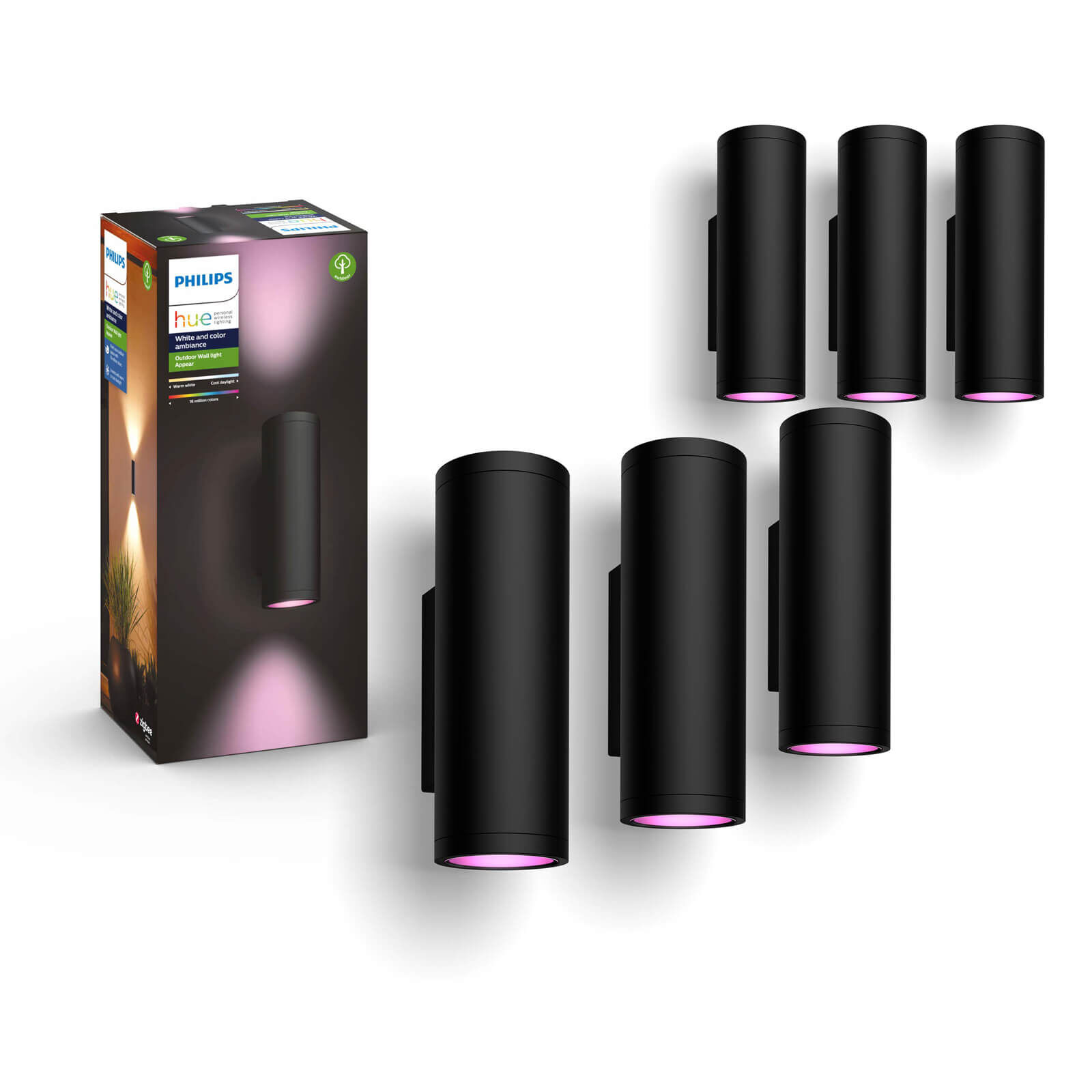 Philips Hue Outdoor Appear - White & Color - zwart (6-pack)