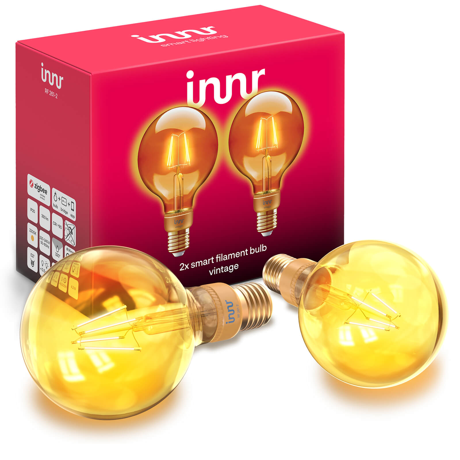 Innr Smart Lamp Filament Vintage globe - E27 - Zigbee 3.0 (2-pack)