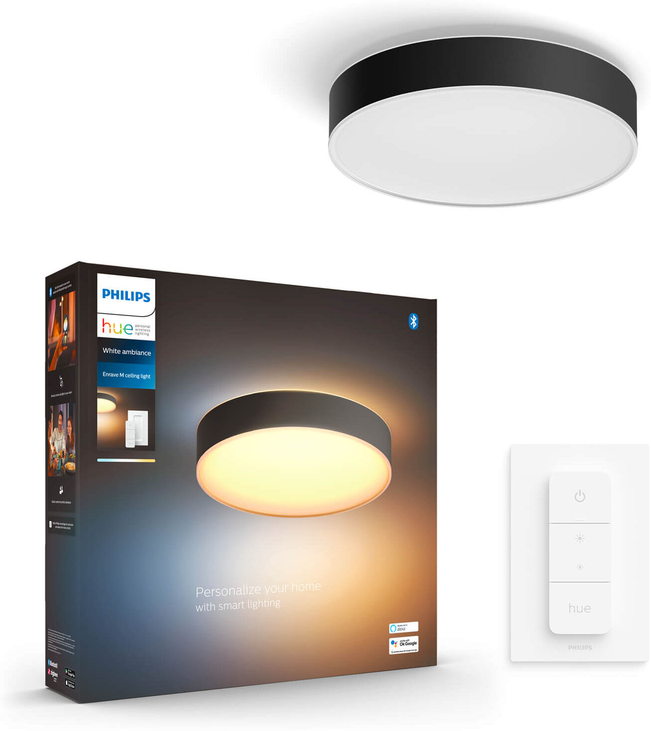 Philips Hue Enrave M plafondlamp - White Ambiance - zwart - 38cm