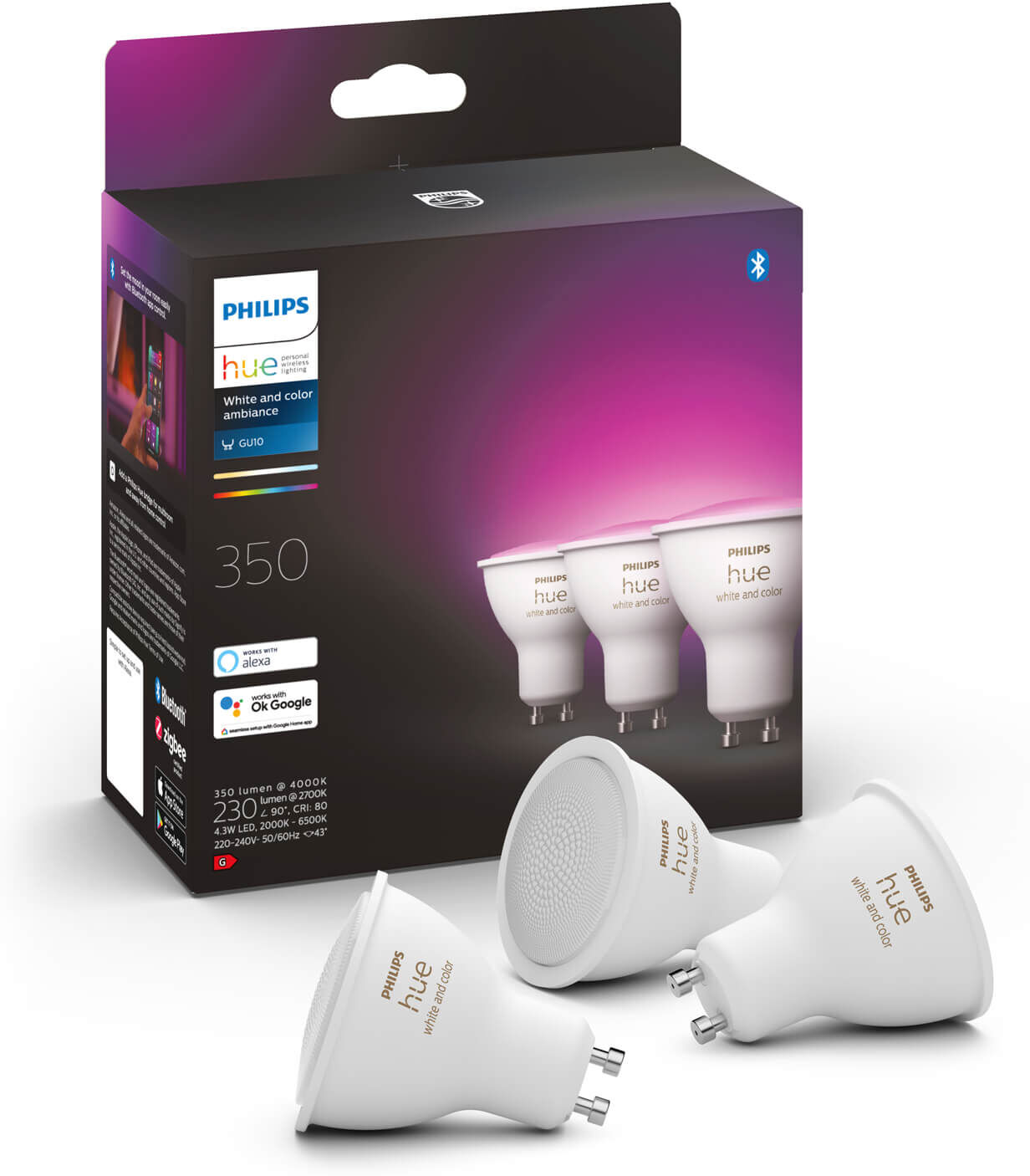 Philips Hue losse lamp - White & Color - GU10 perfect fit (3-pack)