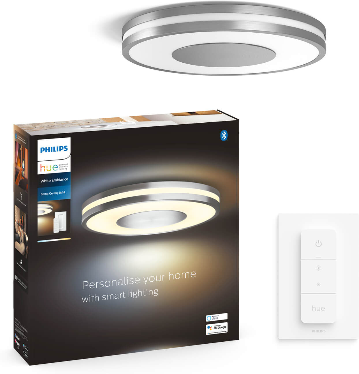 Philips Hue Being plafondlamp - White Ambiance - aluminium (incl. Dimswitch)