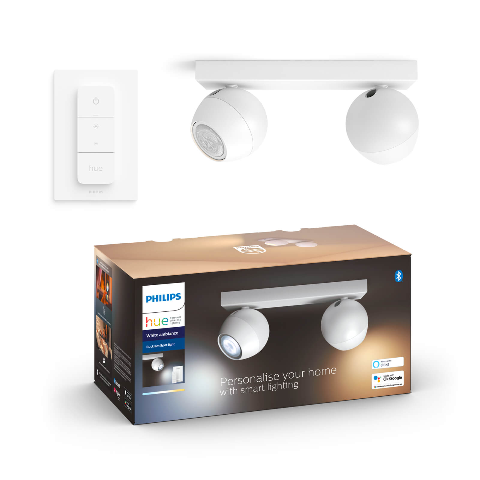 Philips Hue Buckram - White Ambiance - 2 spots wit