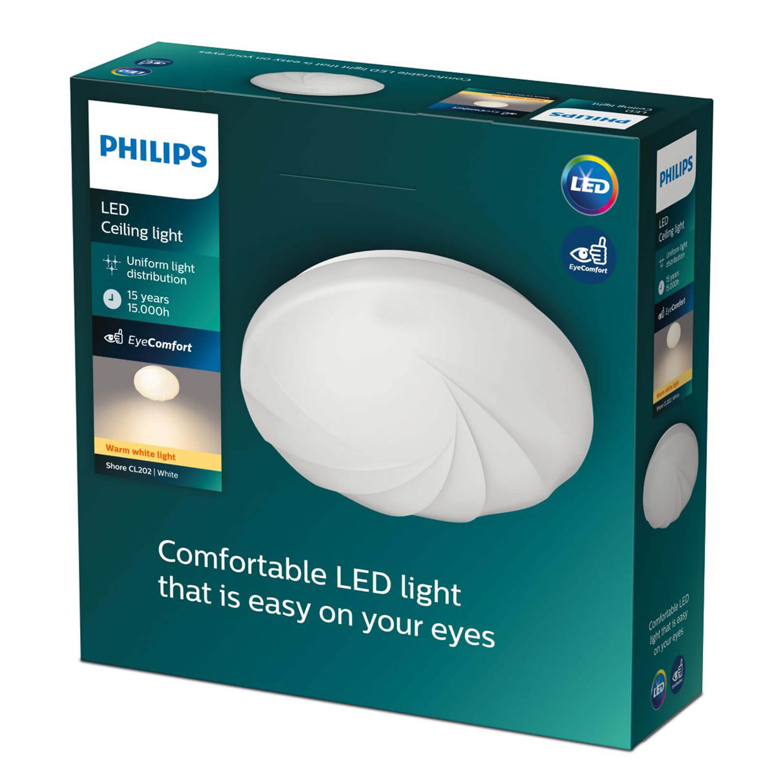 Philips Shore - plafondlamp - warm wit licht - wit - 22,5cm