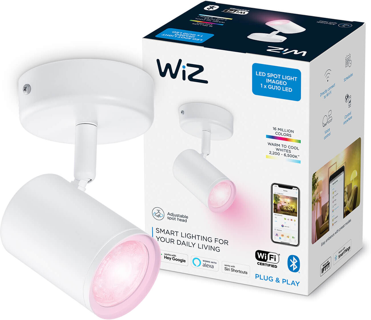 WiZ Imageo Opbouwspot - wittinten en kleur - 1 spots - Wit