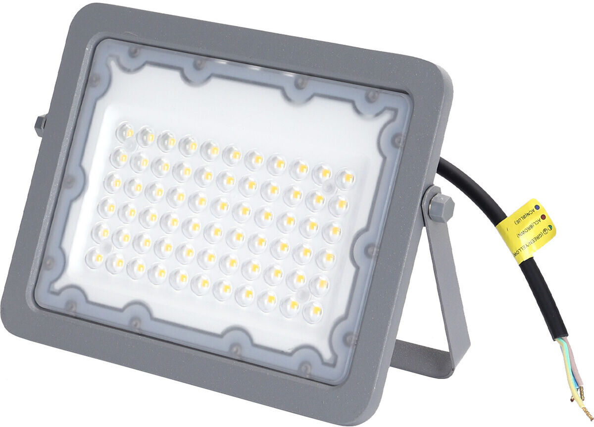 BES LED LED Bouwlamp - Aigi Zuino - 50 Watt - Natuurlijk Wit 4000K - Waterdicht IP65 - Kantelbaar - Mat Grijs - Aluminium