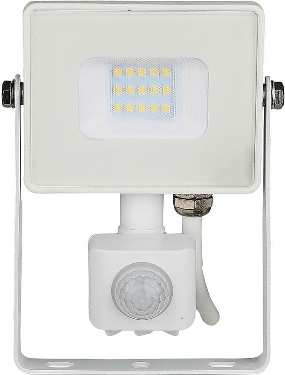 BES LED LED Bouwlamp 10 Watt met Sensor - LED Schijnwerper - Viron Dana - Warm Wit 3000K - Mat Wit - Aluminium - SAMSUNG LEDs