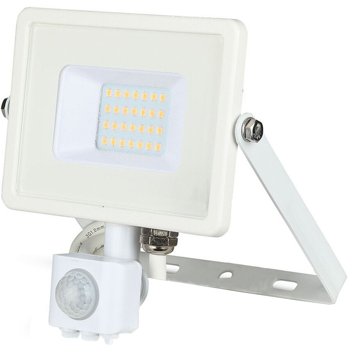 BES LED LED Bouwlamp 20 Watt met Sensor - LED Schijnwerper - Viron Dana - Helder/Koud Wit 6400K - Mat Wit - Aluminium - SAMSUNG LEDs