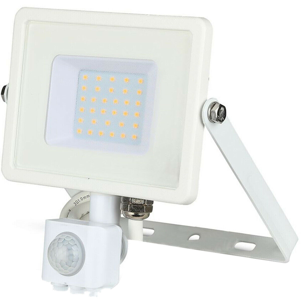 BES LED LED Bouwlamp 30 Watt met Sensor - LED Schijnwerper - Viron Dana - Warm Wit 3000K - Mat Wit - Aluminium - SAMSUNG LEDs