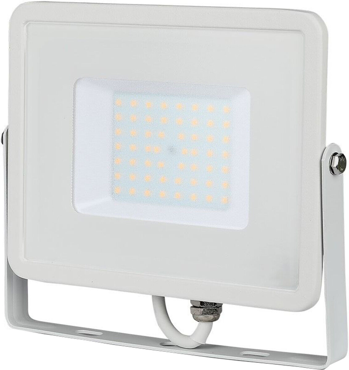 BES LED LED Bouwlamp 50 Watt - LED Schijnwerper - Viron Hisal - Warm Wit 3000K - Waterdicht IP65 - Mat Wit - Aluminium - SAMSUNG LEDs