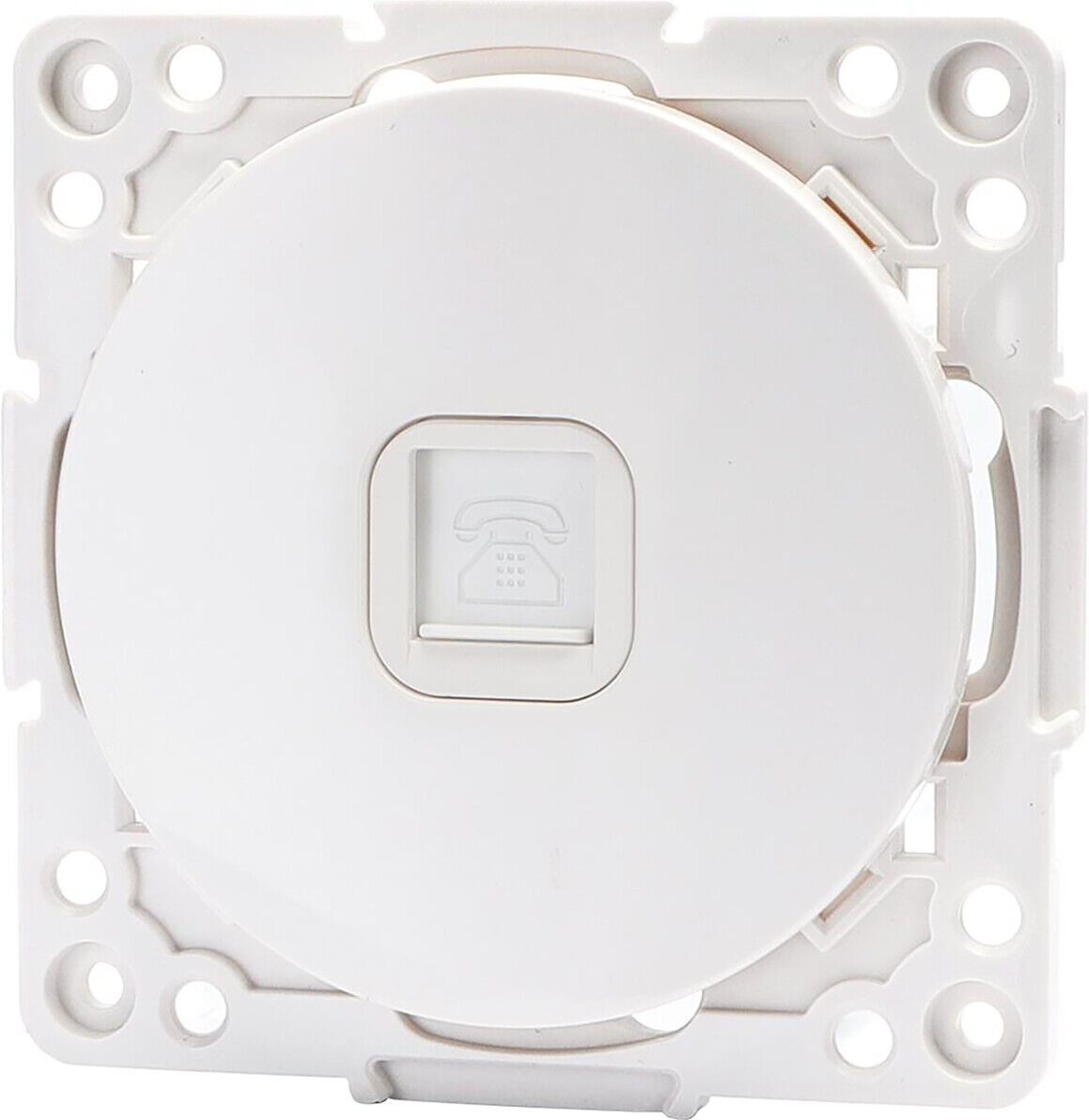 BES LED Telefoon Stopcontact - Wandcontactdoos - Aigi Jura - Inbouw - Rond - Kunststof - 1-voudig RJ11 - Wit