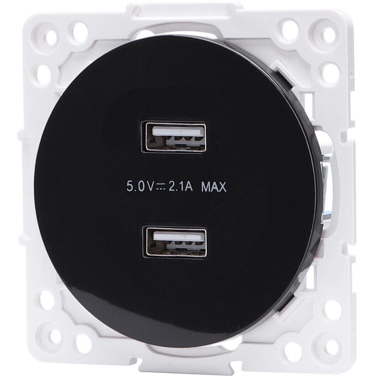 BES LED Wandcontactdoos - Aigi Jura - Inbouw - Rond - Kunststof - 2-voudig USB Aansluiting - Zwart