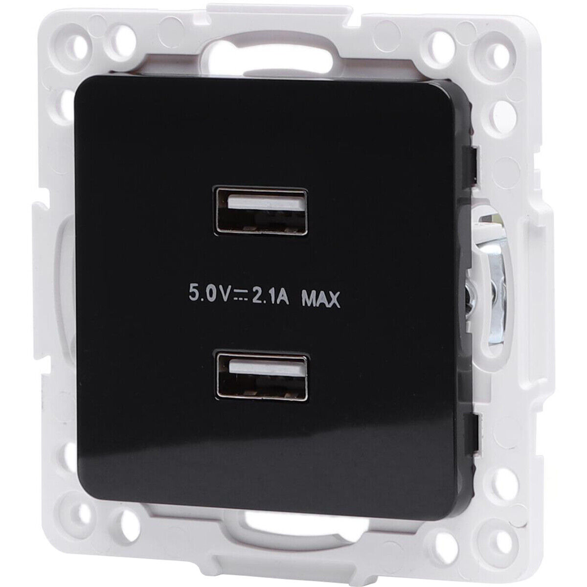 BES LED Wandcontactdoos - Aigi Jura - Inbouw - Vierkant - Kunststof - 2-voudig USB Aansluiting - Zwart