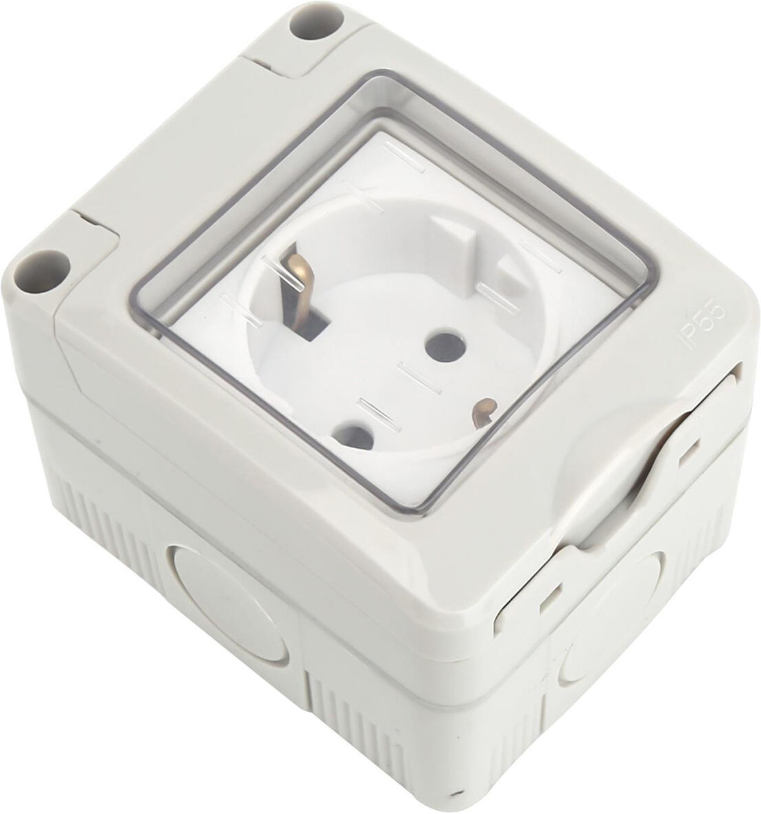 BES LED Wandcontactdoos - Aigi Trenck - Opbouw - Enkel - Randaarde - Waterdicht IP55 - Grijs