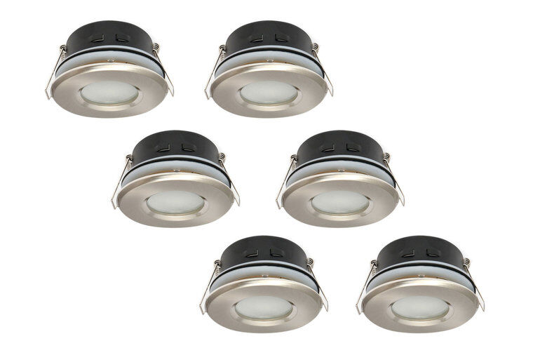 Groenovatie Inbouwspot, Rond, Waterdicht IP54, GU10 Fitting, Satijn, 6-Pack