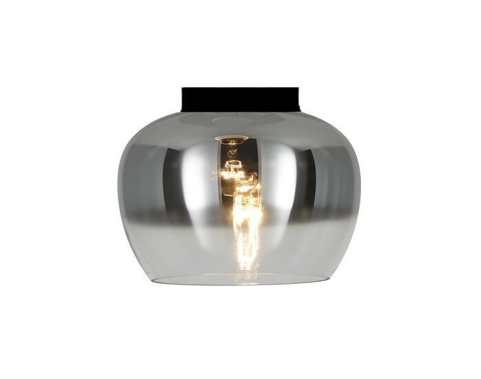 Groenovatie Smoke Glazen Plafondlamp Zwart, E27 Fitting, ⌀30x18 cm