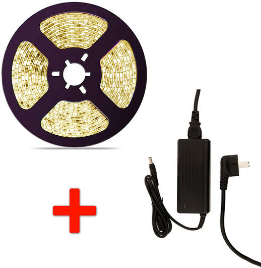 Groenovatie LED Strip Set, 5 Meter, 7.2 Watt/meter, Warm Wit, Waterdicht IP68, Met Voedingsadapter