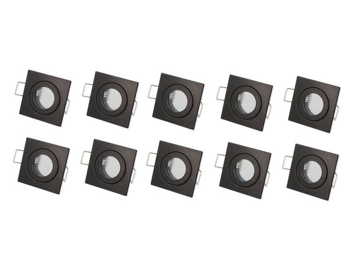 LEDline Inbouwspot, MR11 (35 mm), Vierkant, Aluminium, Waterdicht IP44, Mat Zwart, 10-Pack